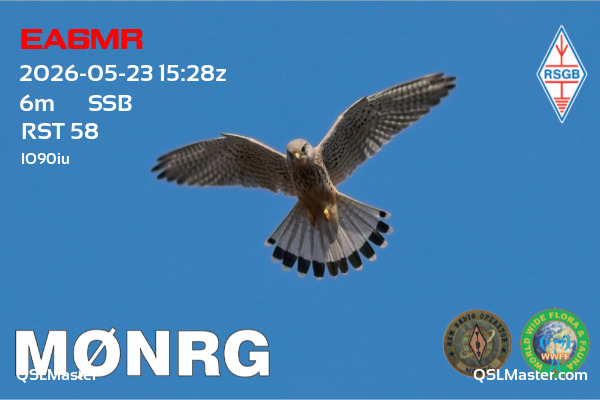 QSL Master Card for M0NRG QSO with EA6MR