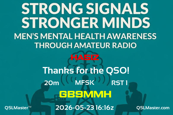 QSL Master Card for GB9MMH QSO with HA5IZ