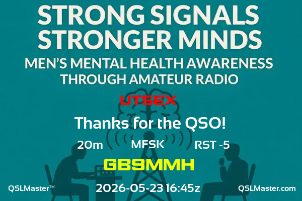 QSL Master Card for GB9MMH QSO with UT5EX