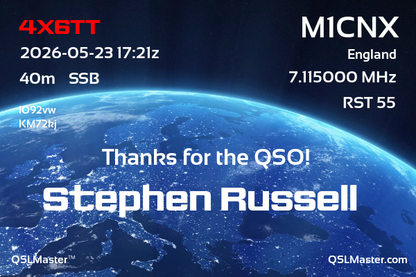QSL Master Card for M1CNX QSO with 4X6TT