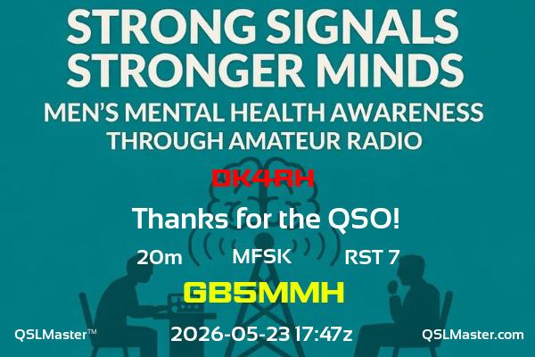 QSL Master Card for GB5MMH QSO with DK4RH