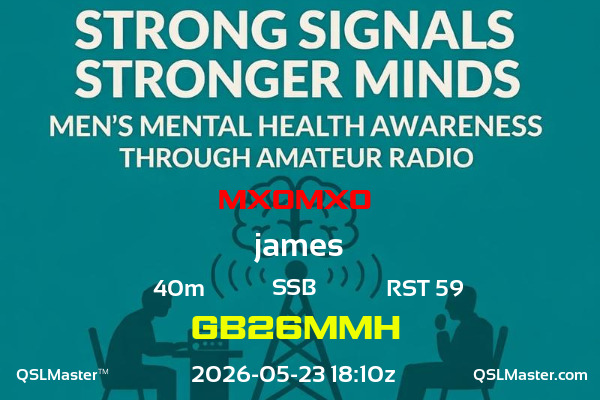 QSL Master Card for GB26MMH QSO with MX0MXO
