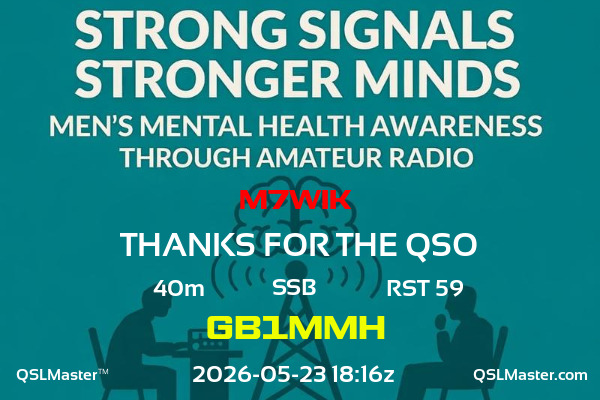 QSL Master Card for GB1MMH QSO with M7WIK