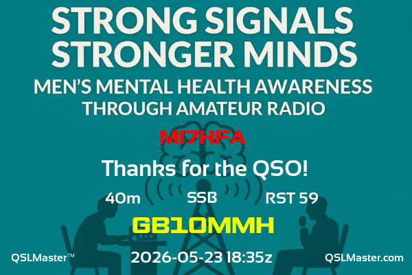 QSL Master Card for GB10MMH QSO with MI7HFA