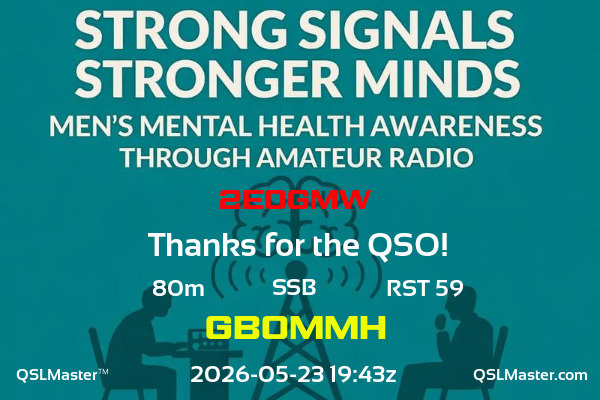 QSL Master Card for GB0MMH QSO with 2E0GMW