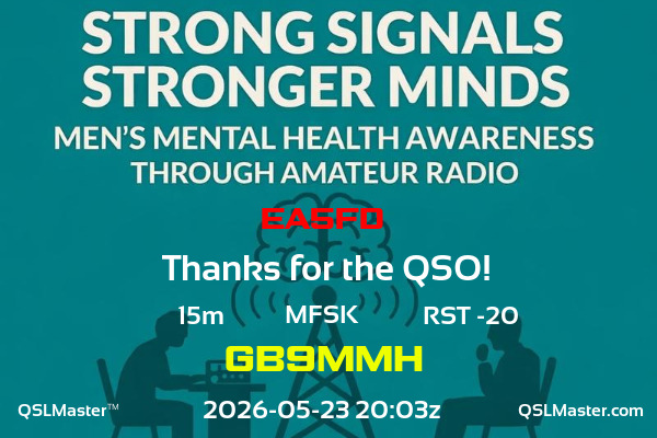 QSL Master Card for GB9MMH QSO with EA5FD