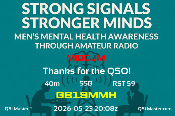 QSL Master Card for GB19MMH QSO with MI0DJM