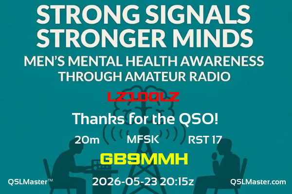 QSL Master Card for GB9MMH QSO with LZ100LZ