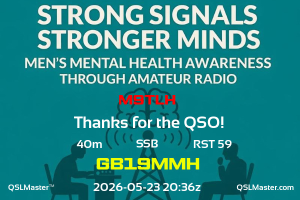 QSL Master Card for GB19MMH QSO with M9TLH