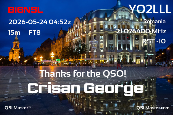 QSL Master Card for YO2LLL QSO with BI6NSL