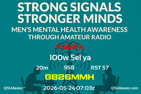 QSL Master Card for GB26MMH QSO with VK5IPA