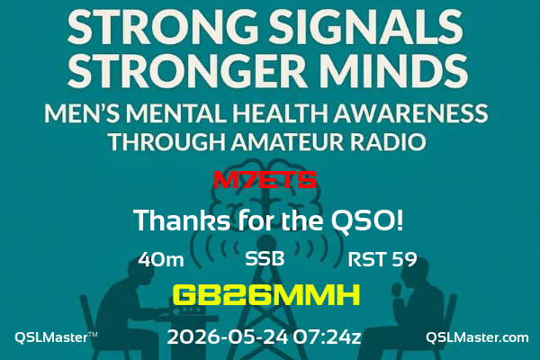 QSL Master Card for GB26MMH QSO with M7ETS