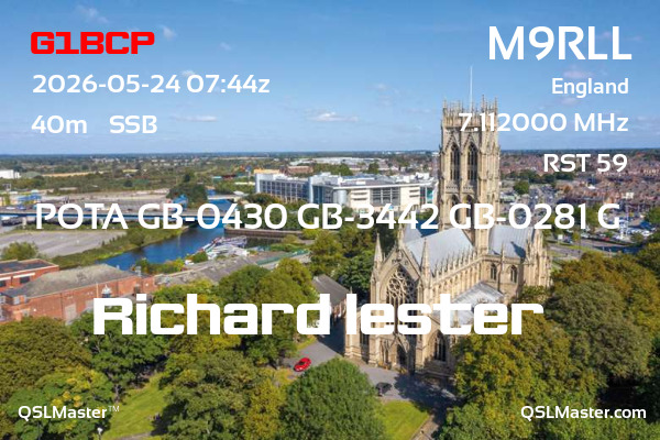 QSL Master Card for M9RLL QSO with G1BCP