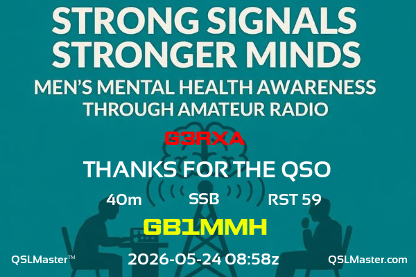 QSL Master Card for GB1MMH QSO with G3RXA