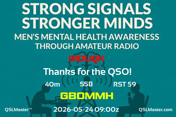 QSL Master Card for GB0MMH QSO with GI0UQK