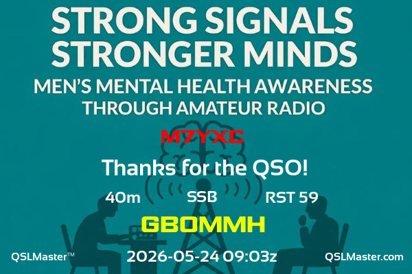 QSL Master Card for GB0MMH QSO with M7YXC