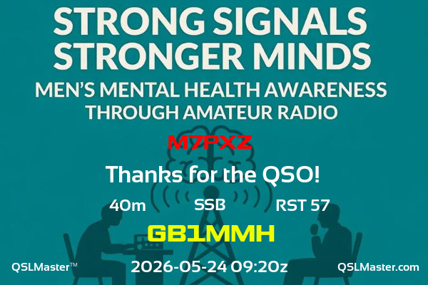 QSL Master Card for GB1MMH QSO with M7PXZ