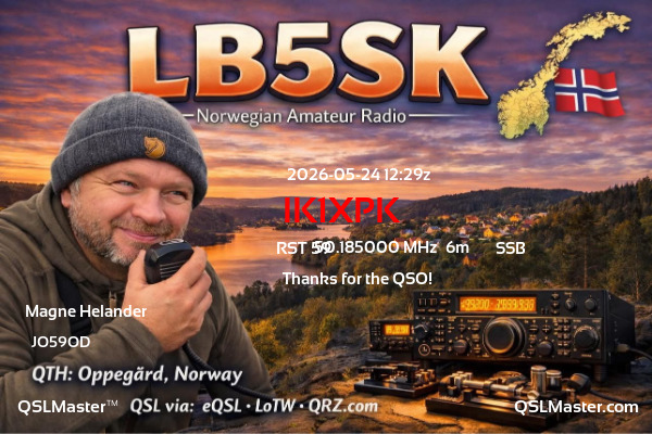 QSL Master Card for LB5SK QSO with IK1XPK