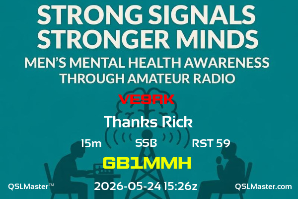 QSL Master Card for GB1MMH QSO with VE9RK