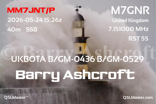QSL Master Card for M7GNR QSO with MM7JNT/P