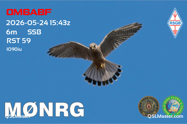 QSL Master Card for M0NRG QSO with OM6ABF