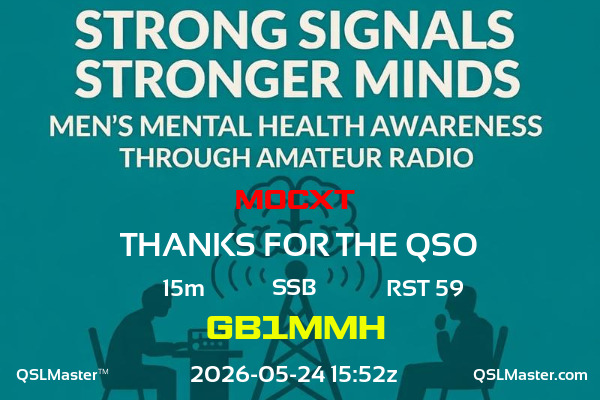 QSL Master Card for GB1MMH QSO with M0CXT