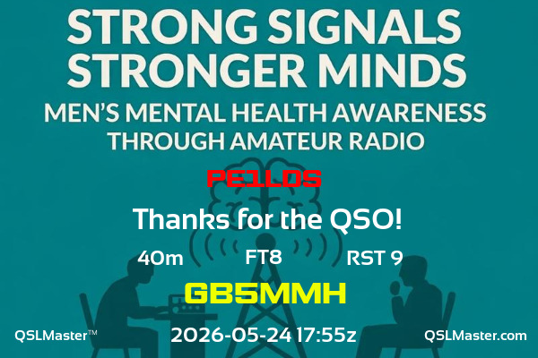 QSL Master Card for GB5MMH QSO with PE1LDS