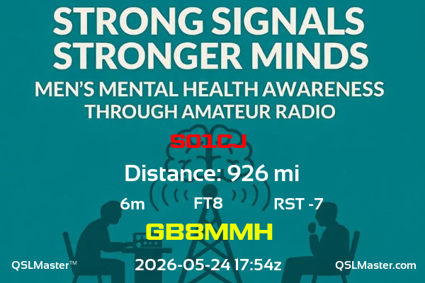 QSL Master Card for GB8MMH QSO with SO1CJ