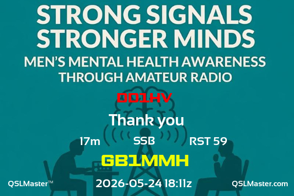 QSL Master Card for GB1MMH QSO with DD1HV