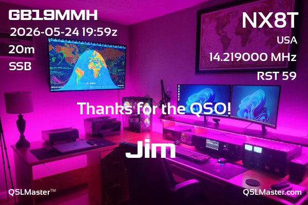 QSL Master Card for NX8T QSO with GB19MMH