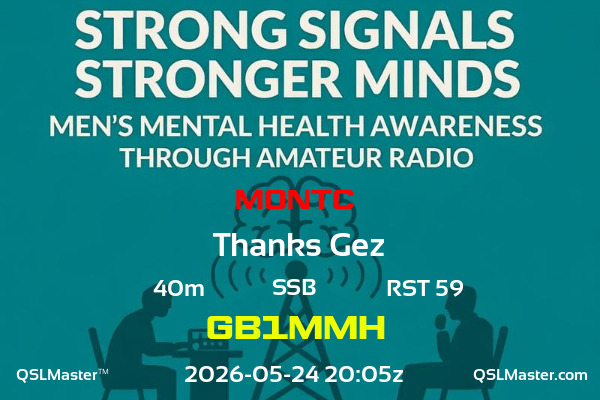 QSL Master Card for GB1MMH QSO with M0NTC