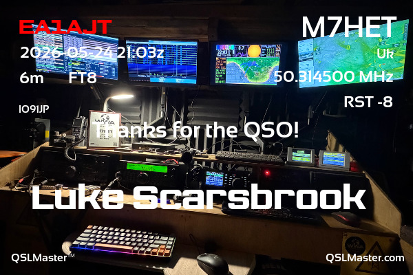 QSL Master Card for M7HET QSO with EA1AJT