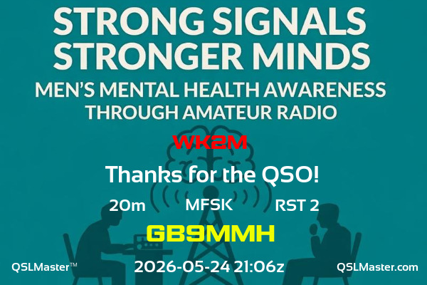 QSL Master Card for GB9MMH QSO with WK2M
