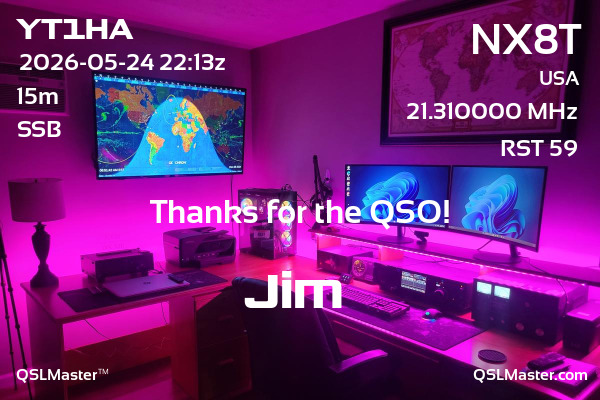 QSL Master Card for NX8T QSO with YT1HA