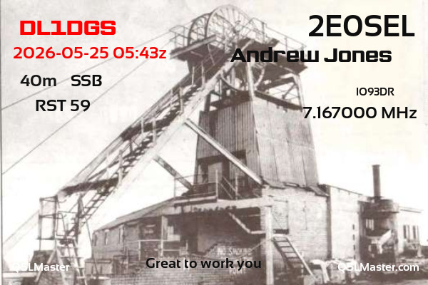 QSL Master Card for 2E0SEL QSO with DL1DGS