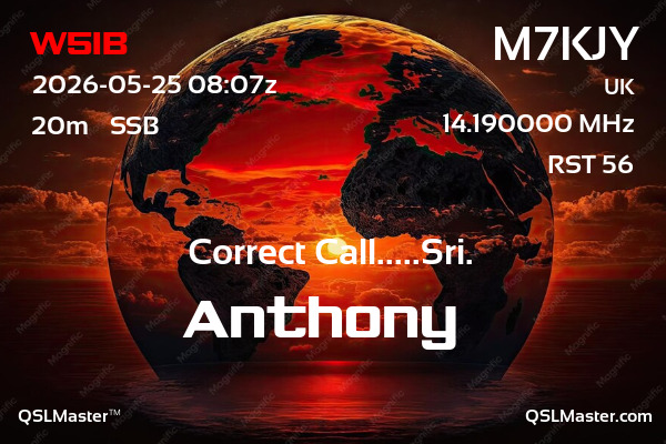 QSL Master Card for M7KJY QSO with W5IB