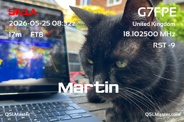 QSL Master Card for G7FPE QSO with SN1A