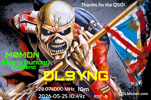 QSL Master Card for M0MDN QSO with DL9YNG