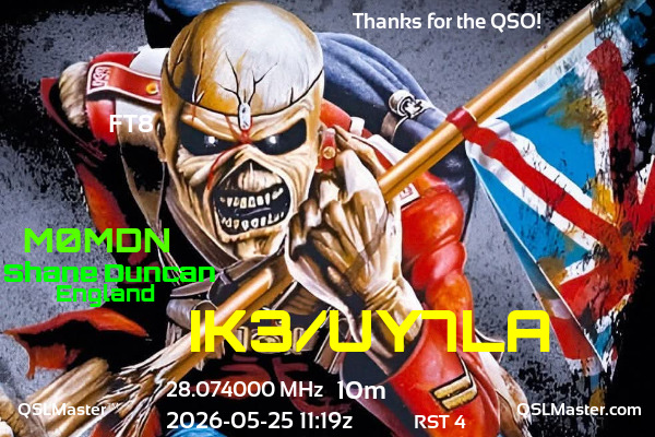 QSL Master Card for M0MDN QSO with IK3/UY7LA