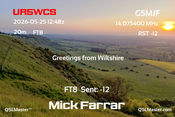 QSL Master Card for G5MJF QSO with UR5WCS