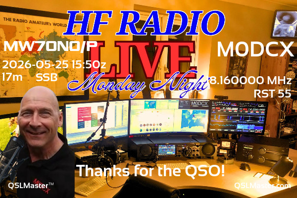 QSL Master Card for M0DCX QSO with MW7ONO/P