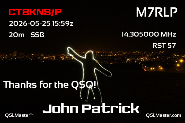QSL Master Card for M7RLP QSO with CT2KNS/P