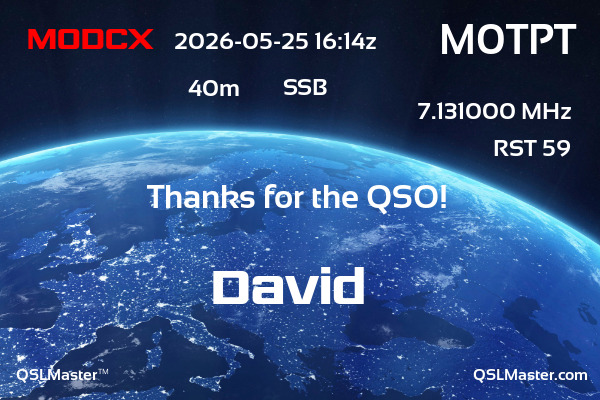 QSL Master Card for M0TPT QSO with M0DCX