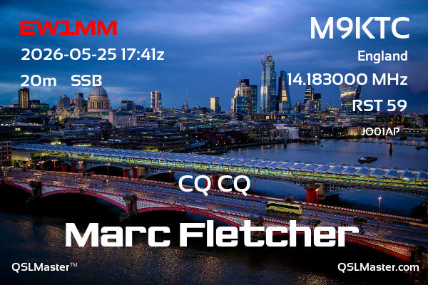 QSL Master Card for M9KTC QSO with EW1MM