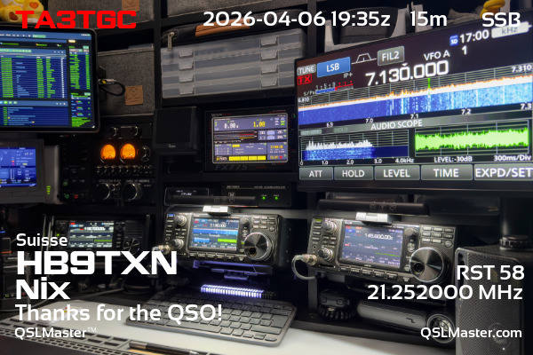 QSL Master Card for HB9TXN QSO with TA3TGC
