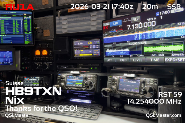 QSL Master Card for HB9TXN QSO with RU1A