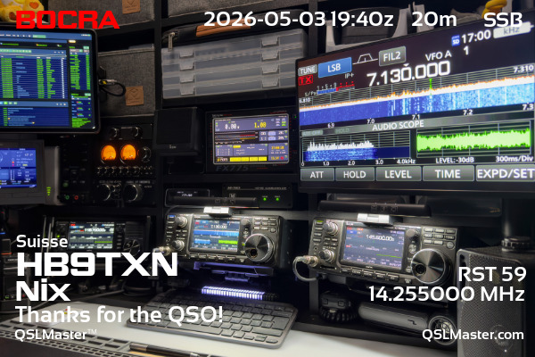 QSL Master Card for HB9TXN QSO with B0CRA