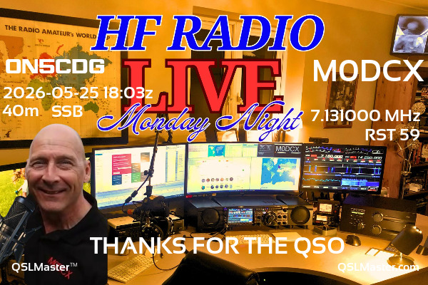 QSL Master Card for M0DCX QSO with ON5CDG