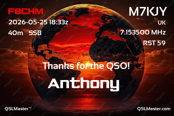QSL Master Card for M7KJY QSO with F8CHM