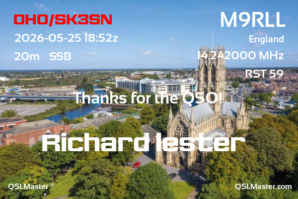 QSL Master Card for M9RLL QSO with OH0/SK3SN
